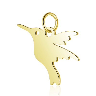 Surgical steel hummingbird pendant in three color variants