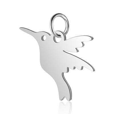 Surgical steel hummingbird pendant in three color variants