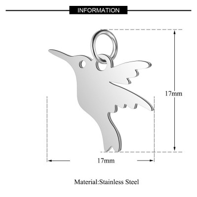 Surgical steel hummingbird pendant in three color variants