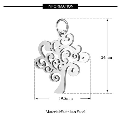 Pendant tree of life made of surgical steel in three color variants