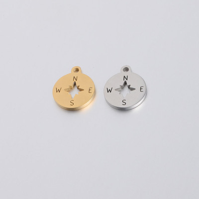 Surgical steel compass pendant in two color variants