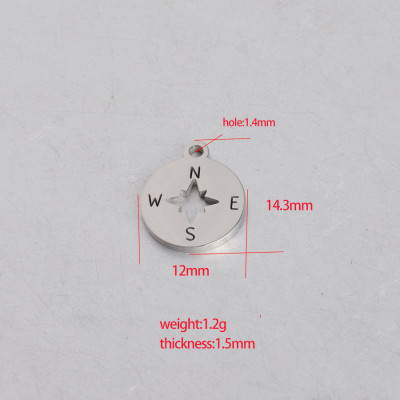 Surgical steel compass pendant in two color variants