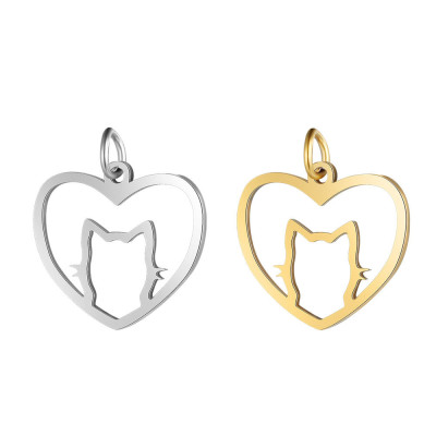Heart pendant with surgical steel cat two color variants