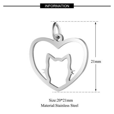 Heart pendant with surgical steel cat two color variants