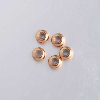 Plain smooth glossy stoper bead stainless steel 8 mm silicone in Rose gold plating