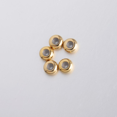 Korálek hladký stoper se silikonem 8 mm z chirurgické oceli v galvanizaci Rose gold