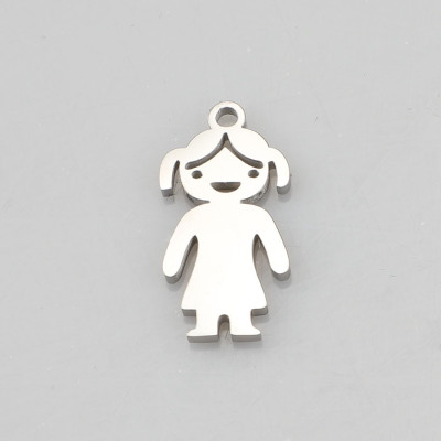 Pendant girl surgical steel three color variants