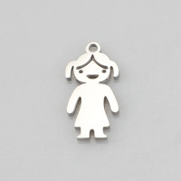 Pendant girl surgical steel three color variants