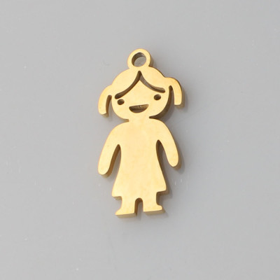 Pendant girl surgical steel three color variants