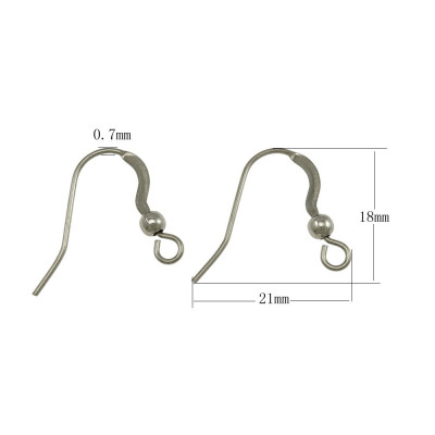 304 Stainless Steel Hook Earwire DIY & with loop original color