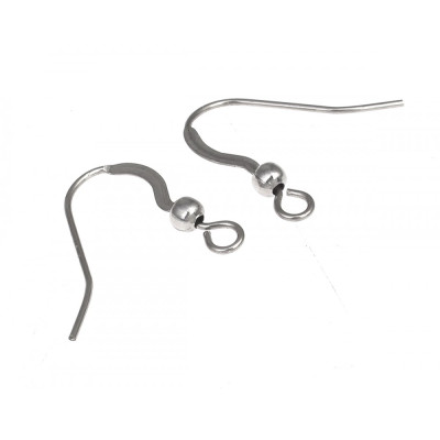 304 Stainless Steel Hook Earwire DIY & with loop original color