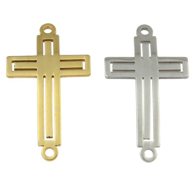 Connector cross-cut from surgical steel in two color variants
