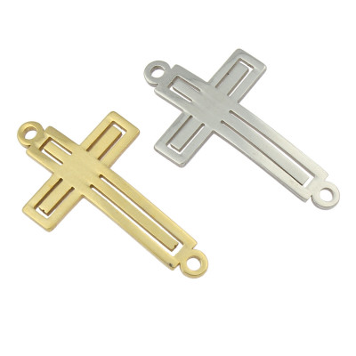 Connector cross-cut from surgical steel in two color variants