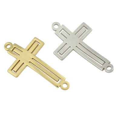 Connector cross-cut from surgical steel in two color variants