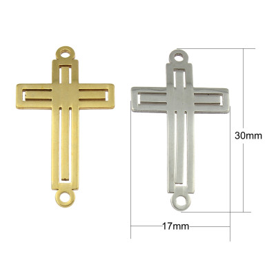 Connector cross-cut from surgical steel in two color variants