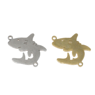 Shark connector in two color variants of surgical steel