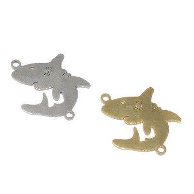 Shark connector in two color variants of surgical steel