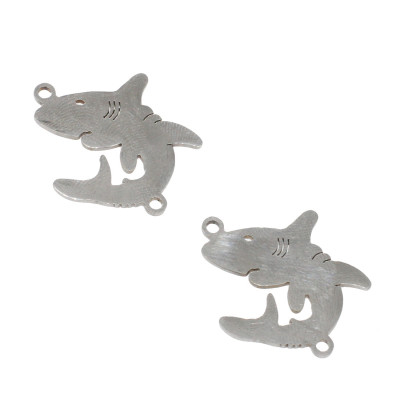 Shark connector in two color variants of surgical steel