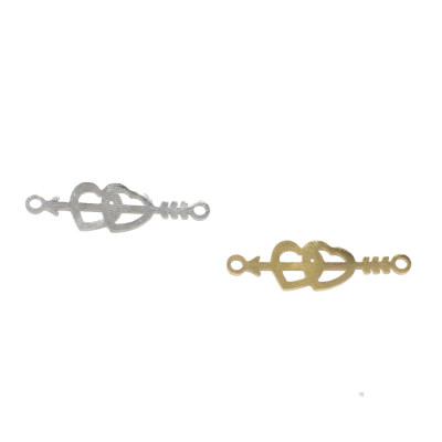 Arrow connector with hearts in two color variants of surgical steel