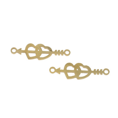 Arrow connector with hearts in two color variants of surgical steel