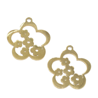 Pendant flower in two color variants surgical steel