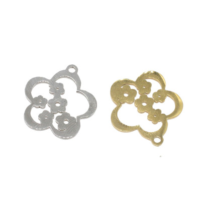 Pendant flower in two color variants surgical steel