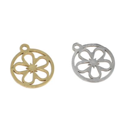 Pendant flower in two color variants surgical steel