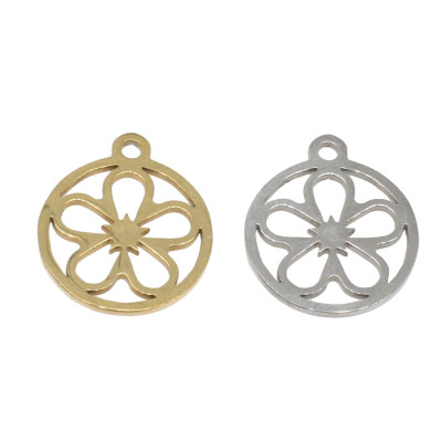 Pendant flower in two color variants surgical steel