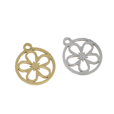 Pendant flower in two color variants surgical steel