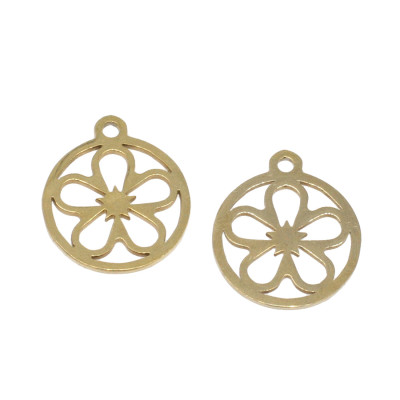 Pendant flower in two color variants surgical steel