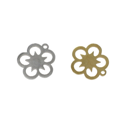 Pendant flower in two color variants surgical steel
