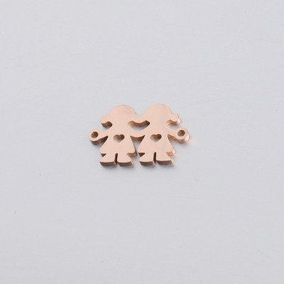 Connector pair in love in three color variants of surgical steel