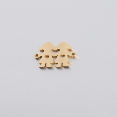 Connector pair in love in three color variants of surgical steel