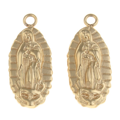 Pendant Madonna in gold galvanized surgical steel