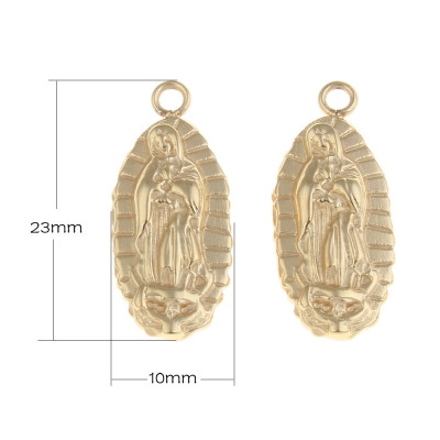 Pendant Madonna in gold galvanized surgical steel