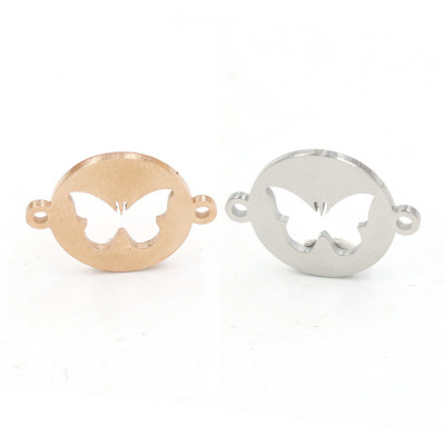 Bow tie connector in two color variants of surgical steel