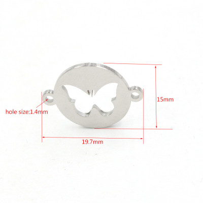 Bow tie connector in two color variants of surgical steel