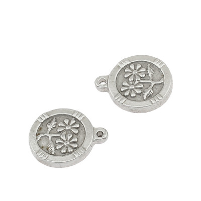 Surgical steel flower pendant