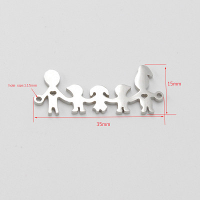 Connector happy family of three children of surgical steel in two color variants