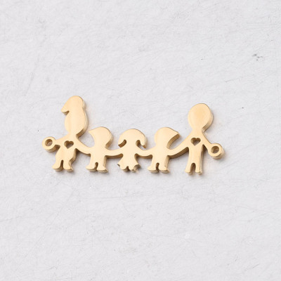 Connector happy family of three children of surgical steel in two color variants