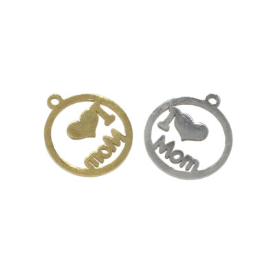 Pendant with inscription I love you Mom surgical steel