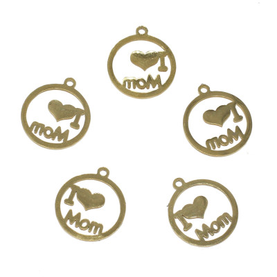 Pendant with inscription I love you Mom surgical steel