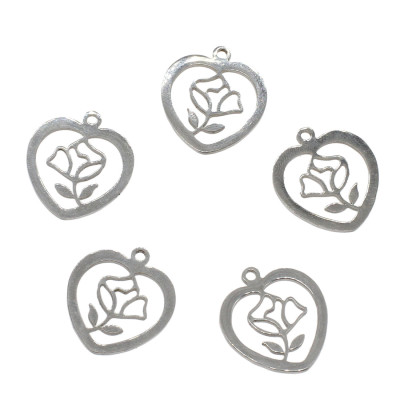 Heart pendant with surgical steel rosette