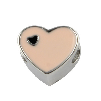 Heart with pink enamel and black enamel heart made of surgical steel