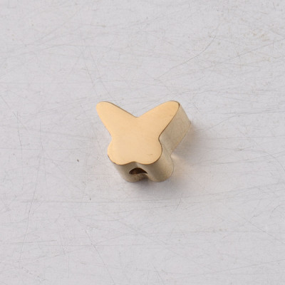 Bead with small bow tie in two colors of surgical steel