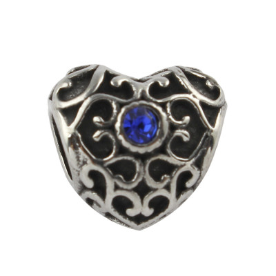 Bead heart with ornaments and chaton 4 color combination surgical steel