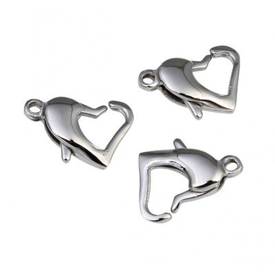 Polished 316 Stainless Steel Lobster Claw Clasps Heart 8 x 10mm