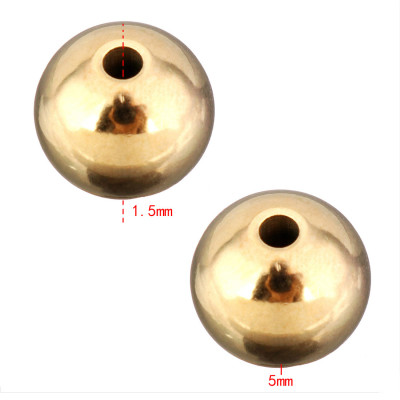 Gold bead 5mm 1,50mm surgical steel pulling hole