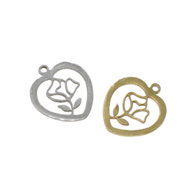 Heart pendant with surgical steel rosette