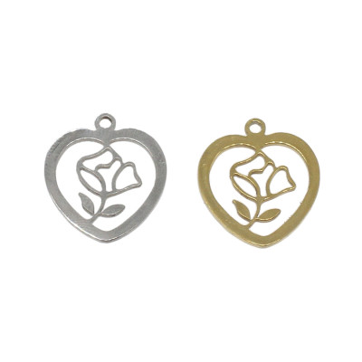 Přívěsek srdce s růžičkou chirurgická ocel